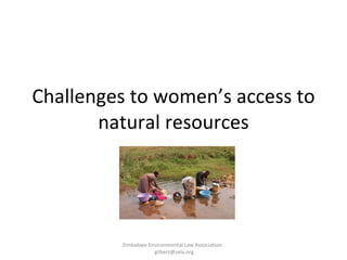 Challenges to women’s access to natural resources Zimbabwe Environmental Law Association  [email_address] 