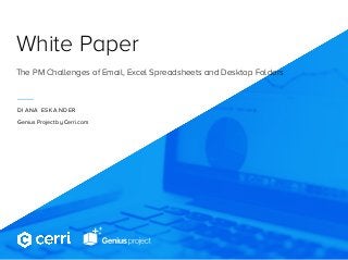 White Paper
The PM Challenges of Email, Excel Spreadsheets and Desktop Folders
DIANA ESKANDER
Genius Project by Cerri.com
 