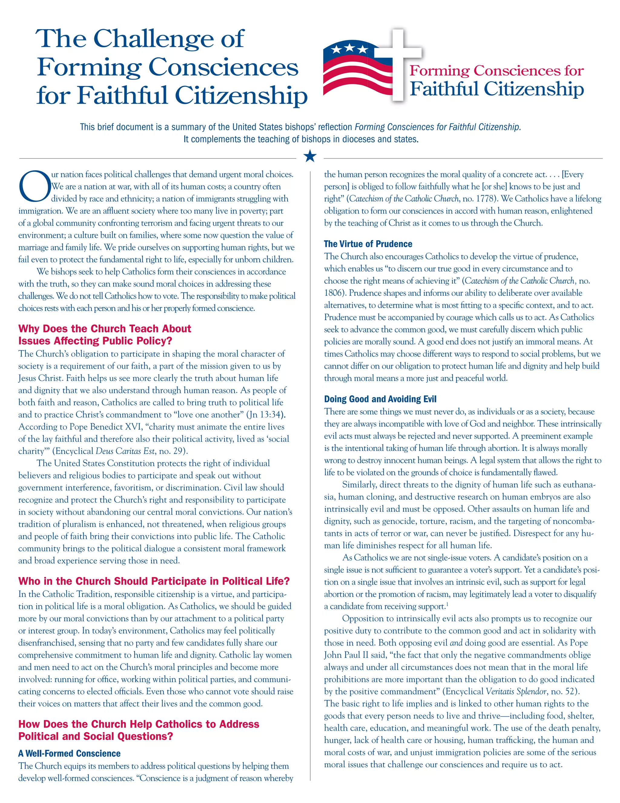 The Challenge of Forming Consciences for Faithful Citizenship - A USCCB ...
