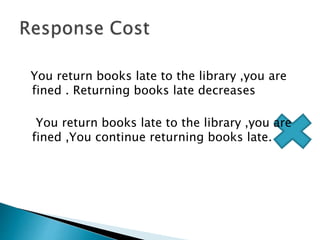 You return books late to the library ,you are
fined . Returning books late decreases
You return books late to the library ,you are
fined ,You continue returning books late.
 