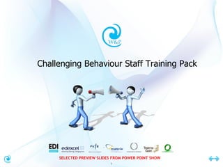 Challenging  Behaviour  Staff Training Pack SELECTED PREVIEW SLIDES FROM POWER POINT SHOW 