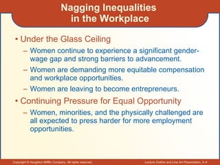 Nagging Inequalities  in the Workplace <ul><li>Under the Glass Ceiling </li></ul><ul><ul><li>Women continue to experience ...