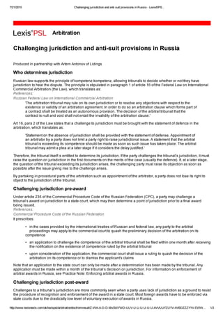 Challenging jurisdiction and anti-suit provisions in Russia