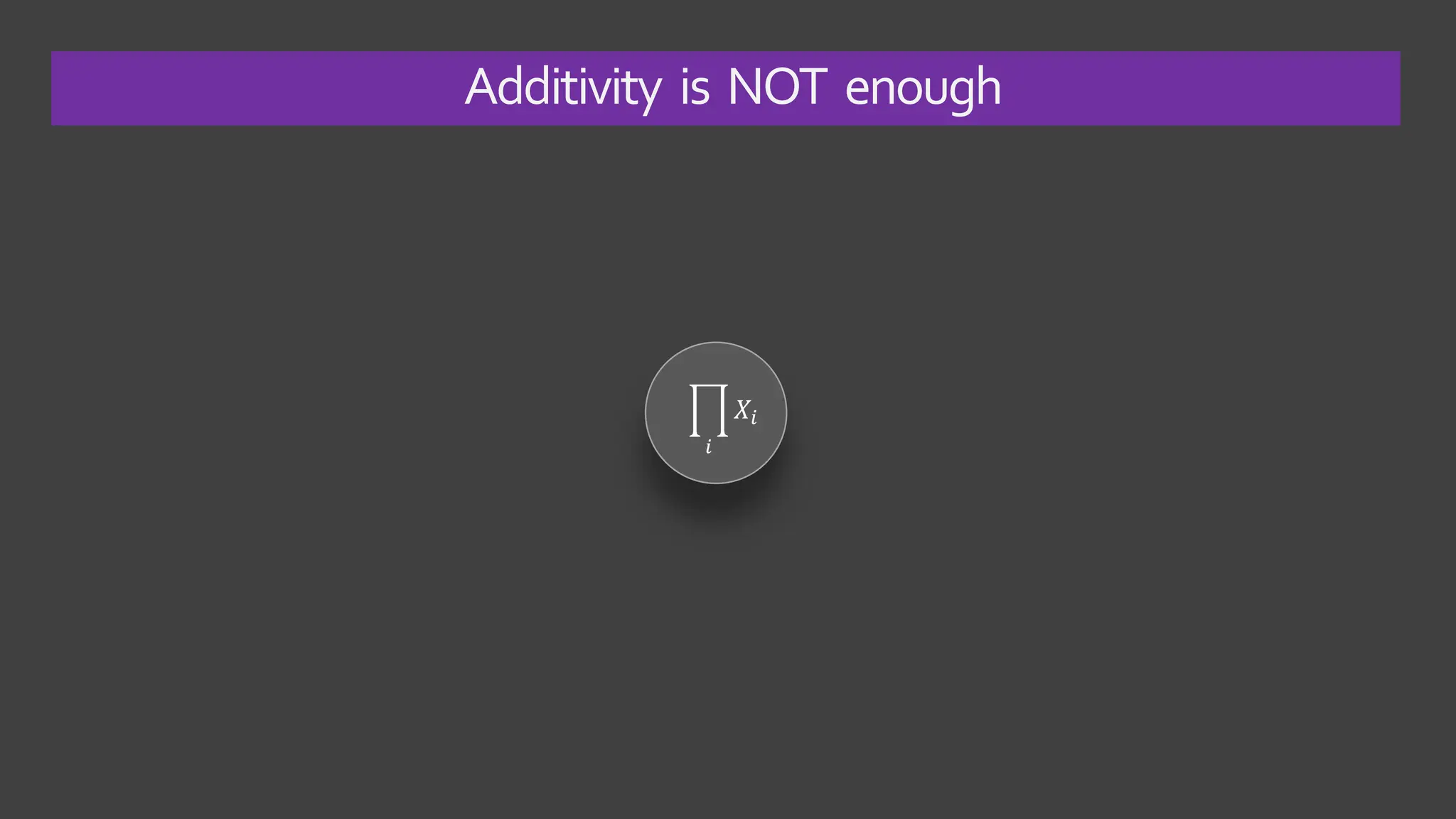 ෑ
𝑖
𝑋𝑖
Additivity is NOT enough
 
