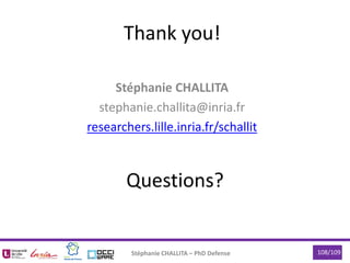 Stéphanie CHALLITA
stephanie.challita@inria.fr
researchers.lille.inria.fr/schallit
Stéphanie CHALLITA – PhD Defense 108/10...