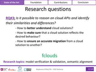 Stéphanie CHALLITA – PhD Defense 22/109
RQ#3: Is it possible to reason on cloud APIs and identify
their similarities and d...