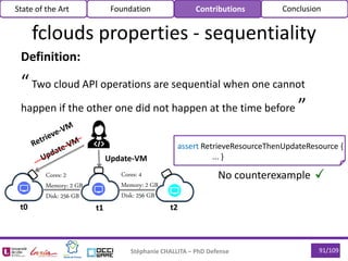 91/109Stéphanie CHALLITA – PhD Defense
fclouds properties - sequentiality
Definition:
“Two cloud API operations are sequen...
