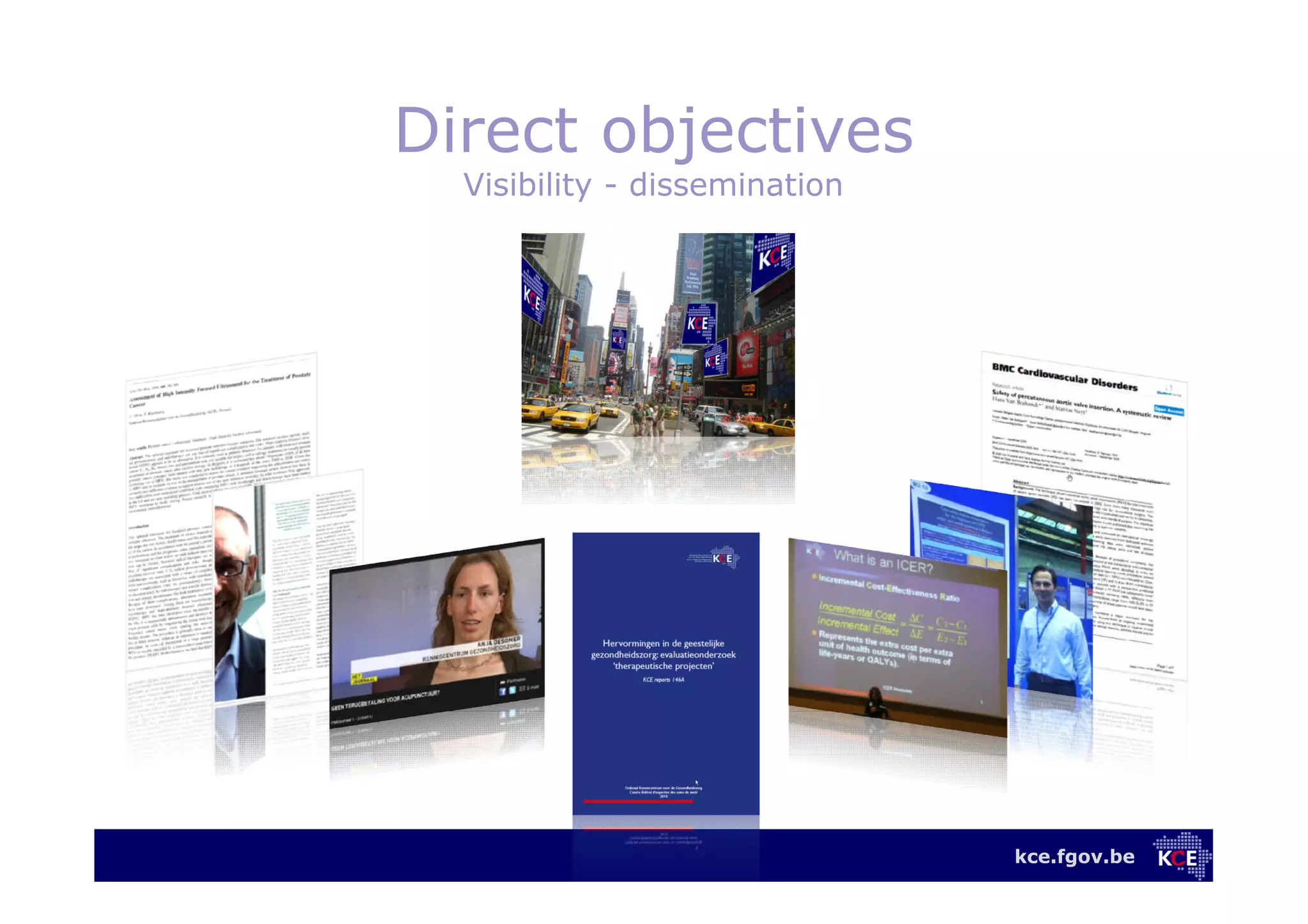 kce.fgov.be
Direct objectives
Visibility - dissemination
 