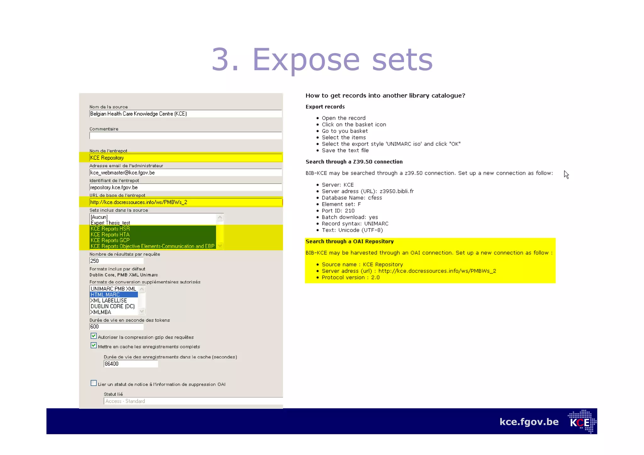 kce.fgov.be
3. Expose sets
 