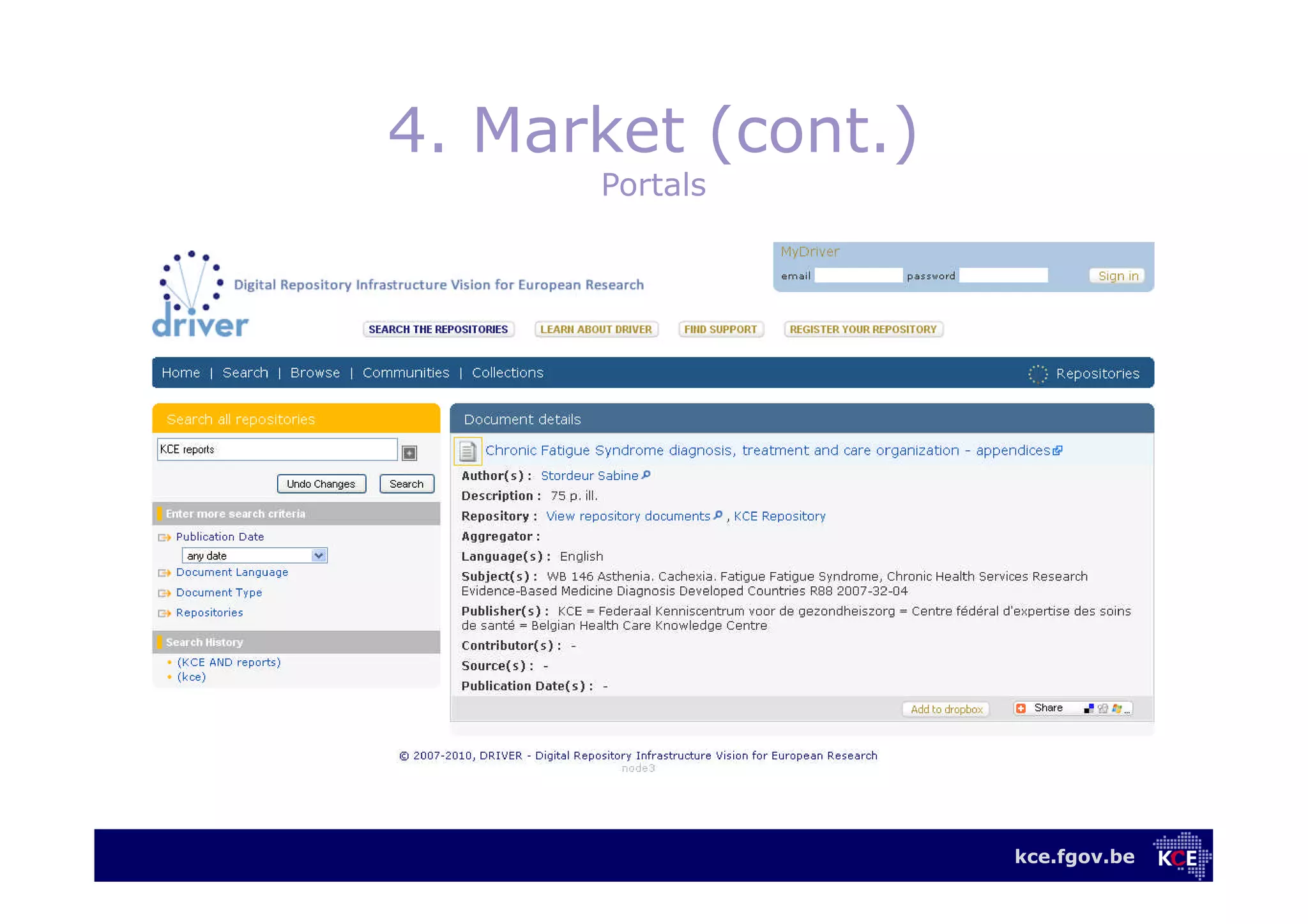 kce.fgov.be
4. Market (cont.)
Portals
 