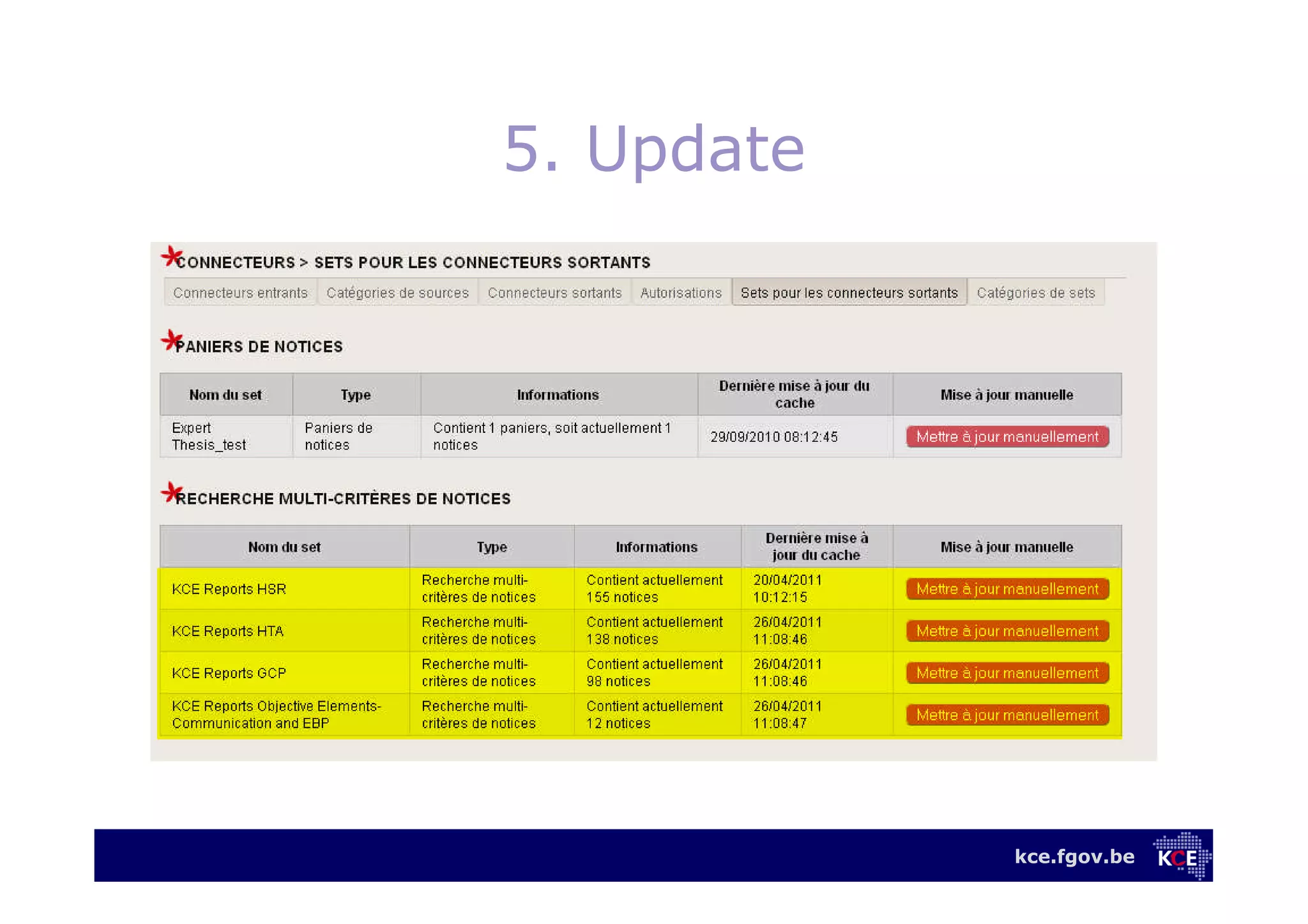 kce.fgov.be
5. Update
 