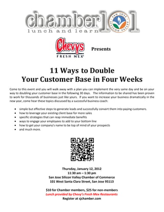 Chamber101 - 11 Ways to Double Your Customer Base in 4 Weeks