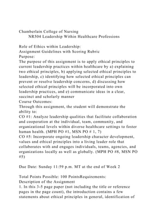 Chamberlain College of Nursing .docx