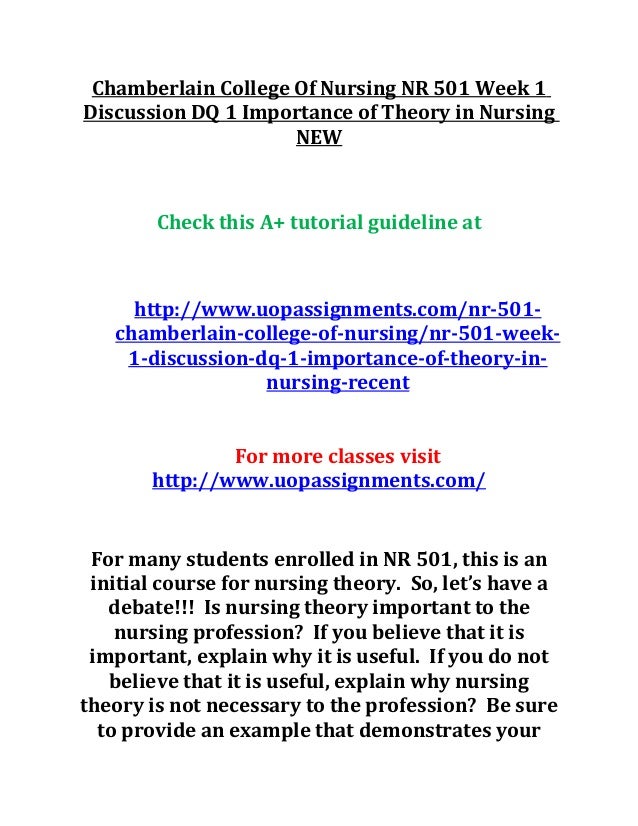Chamberlain College Of Nursing Nr 501 Week 1 Discussion Dq 1 Importan