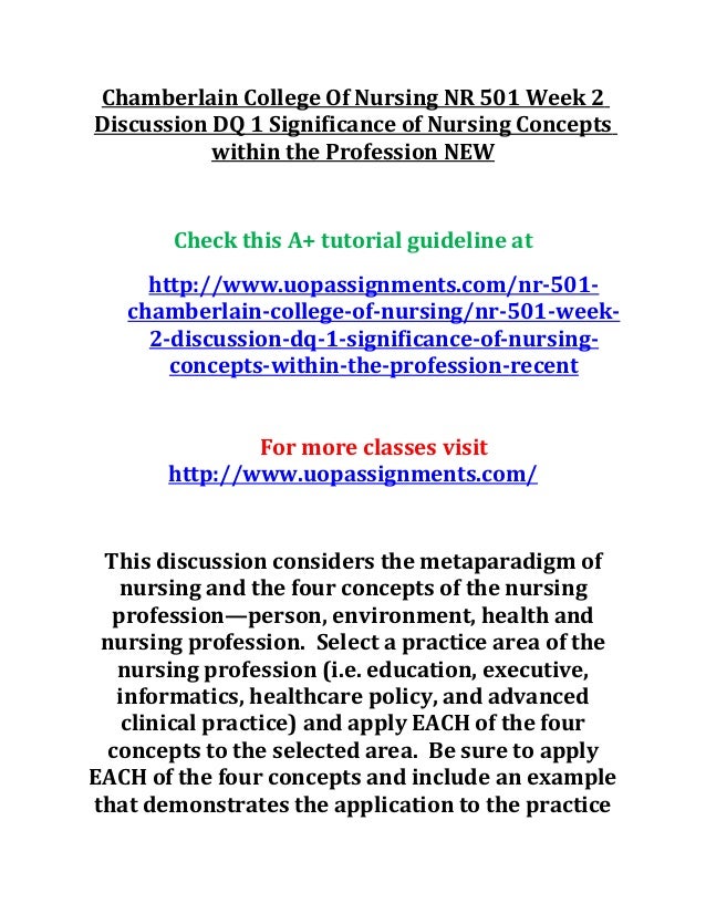 Chamberlain College Of Nursing Nr 501 Week 2 Discussion Dq 1 Signific