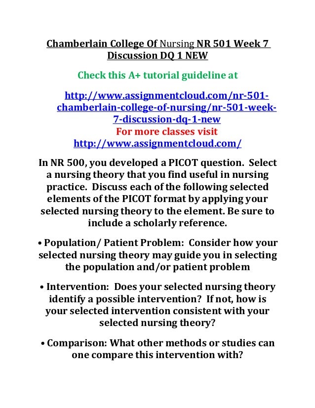 Chamberlain College Of Nursing Nr 501 Week 7 Discussion Dq 1 New