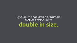 double in size.
By 2041, the population of Durham
Region is expected to
 