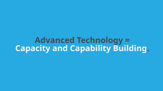 Advanced Technology =
Capacity and Capability Building.
 