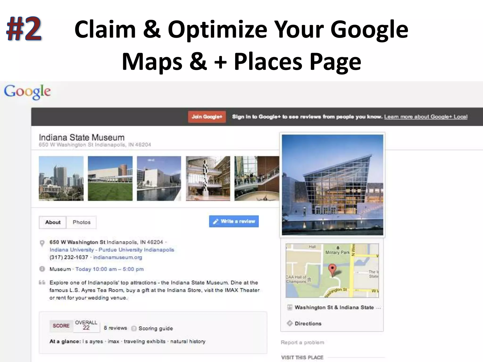 Claim & Optimize Your Google
Maps & + Places Page
 