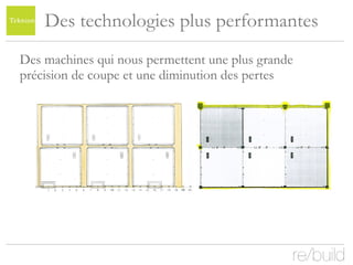 Des technologies plus performantes Des machines qui nous permettent une plus grande précision de coupe et une diminution des pertes 