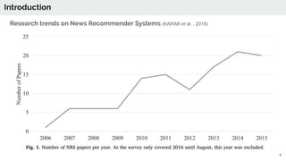 4
Research trends on News Recommender Systems (KARIMI et al. , 2018)
Introduction
 