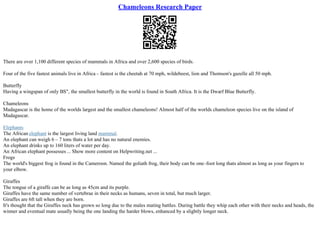Chameleons Research Paper | PPT