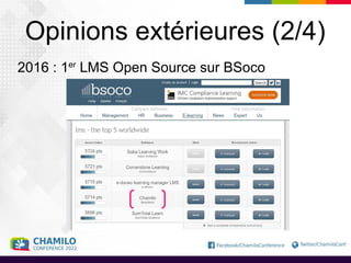 Opinions extérieures (2/4)
2016 : 1er
LMS Open Source sur BSoco
 