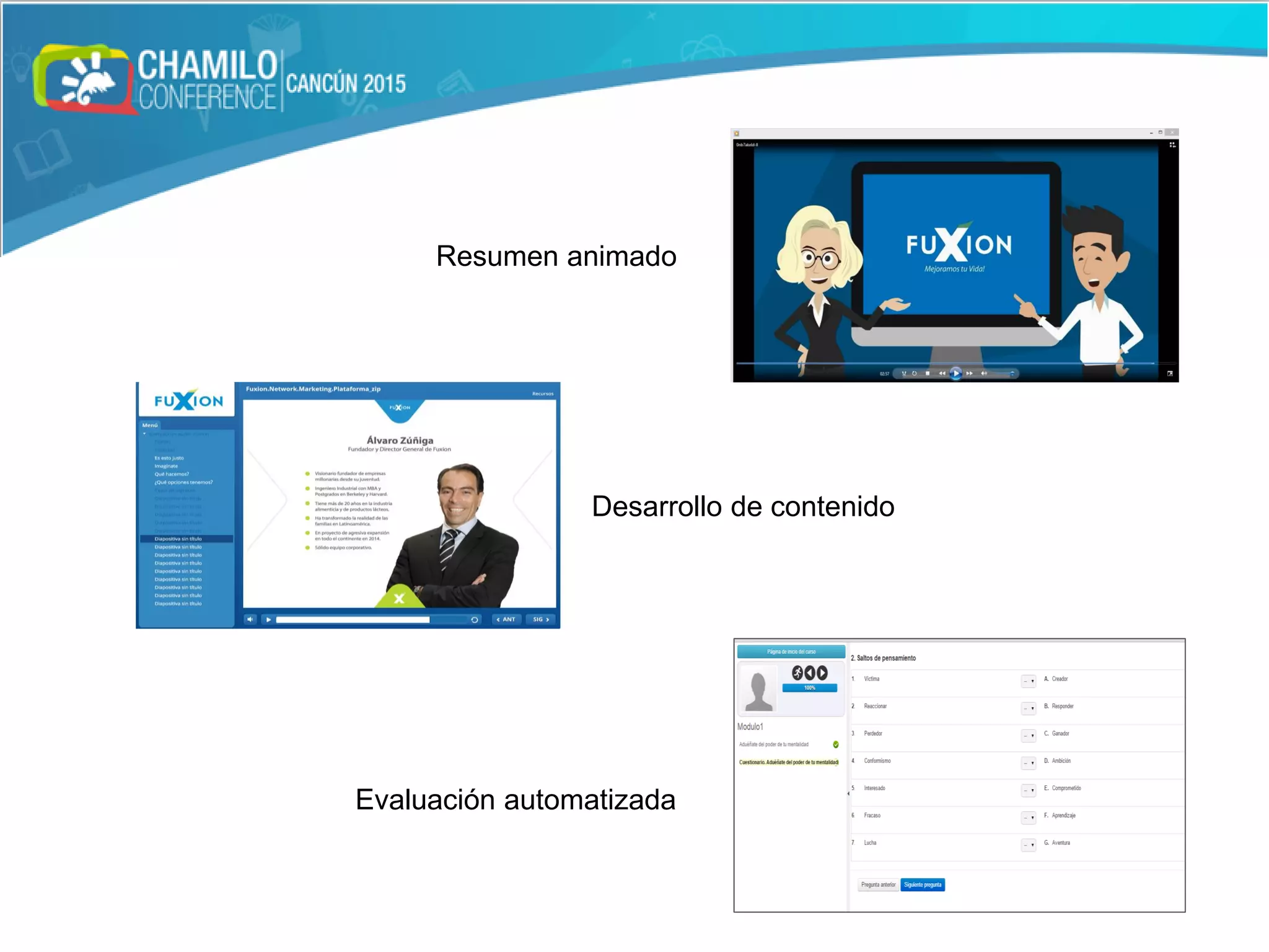 Resumen animado
Desarrollo de contenido
Evaluación automatizada
 