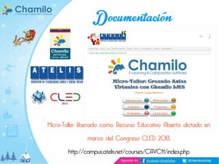 Documentación

Micro-Taller liberado como Recurso Educativo Abierto dictado en
marco del Congreso CLED 2013.

http://campus.atelis.net/courses/CAVCH/index.php

 