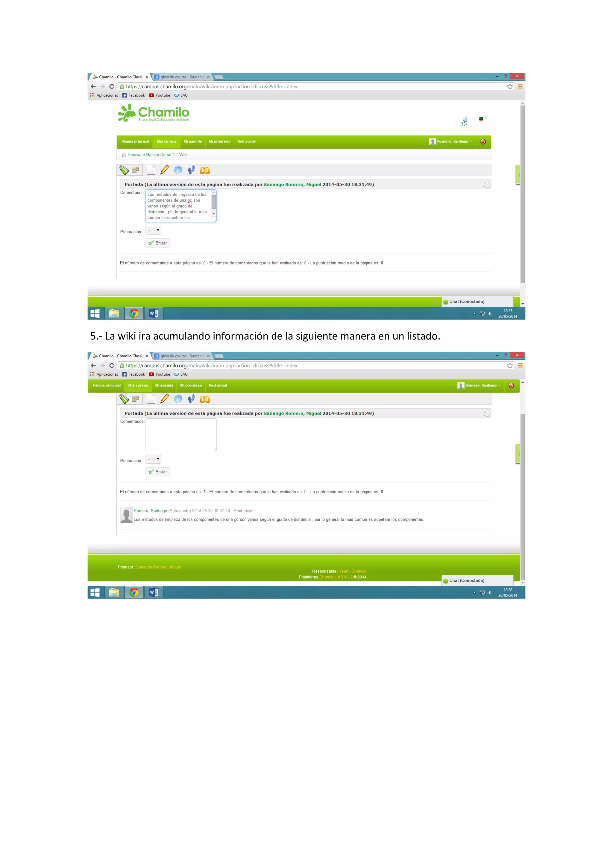 5.- La wiki ira acumulando información de la siguiente manera en un listado.
 