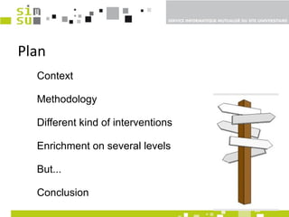 Plan Context Methodology Different kind of interventions Enrichment  on  several   levels But... Conclusion  
