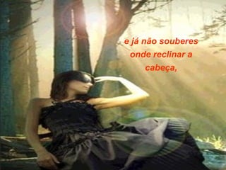e já não souberes
onde reclinar a
cabeça,

 