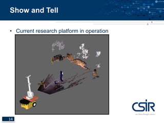 Show and Tell 
• Current research platform in operation 
14 
 