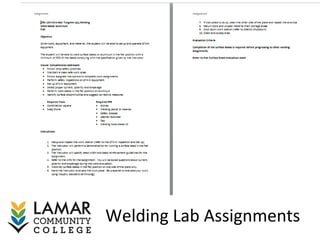 Welding Lab Assignments
 
