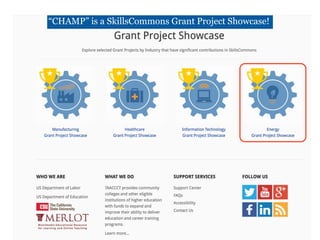 “CHAMP” is a SkillsCommons Grant Project Showcase!
 