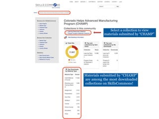 Materials submitted by “CHAMP”
are among the most downloaded
collections on SkillsCommons!
Select a collection to view
materials submitted by “CHAMP”
 