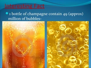Interesting Fact
1 bottle of champagne contain 49 (approx)
million of bubbles-
 