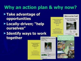 Why an action plan & why now? Take advantage of opportunities Locally-driven; “help ourselves” Identify ways to work together 