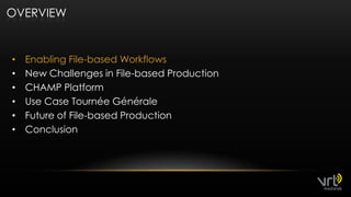 OverviewEnabling File-basedWorkflowsNew Challenges in File-basedProductionCHAMP PlatformUseCase Tournée GénéraleFuture of File-basedProductionConclusion3