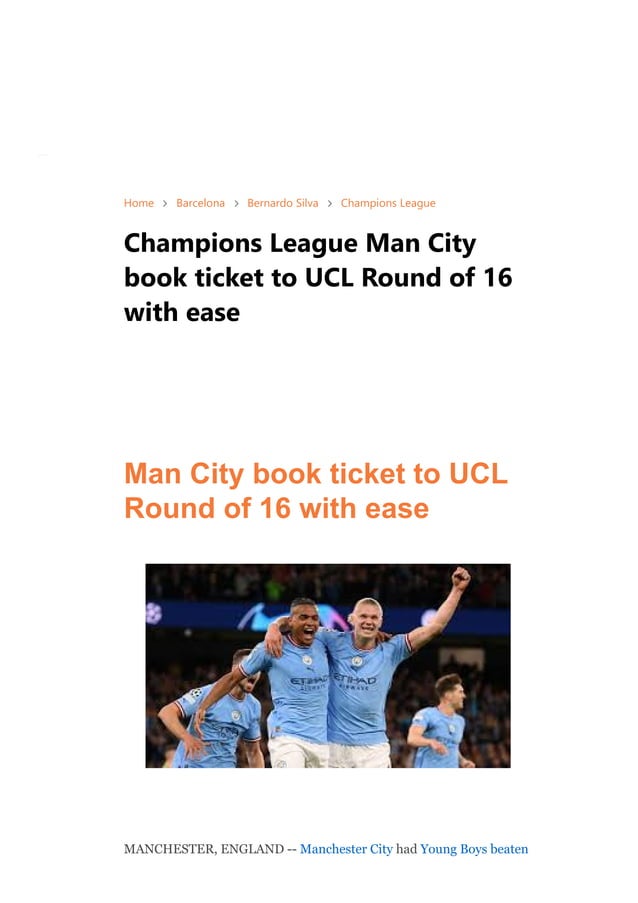 Champions League Man City book ticket to UCL Round of 16 with ease PDF Free Download