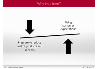 Rising
customer
expectations
Pressure to reduce
cost of products and
services
M01 - Transformational change 8/19 | 16/157
 