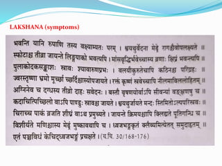 LAKSHANA (symptoms)
 