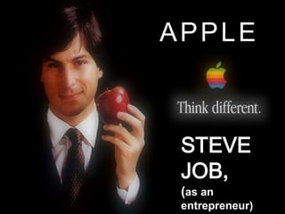 STEVE
JOB,
(as an
entrepreneur)
APPLE
 