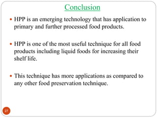 High pressure processing of foods | PPTX