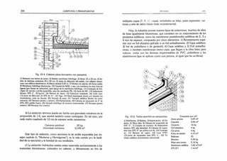 200 CÓMPUTOS Y PRESUPUESTOS
Fig. 10.4. Cubierta plana (encuentro con parapeto).
1) Refuerzo con barras de acero; 2) Babeta membrana hidrófuga; 3) Altura 15 a 20 cm; 4) So­
lado de baldosas cerámicas 20 x 20 cm; 5) Junta de dilatación del solado, con sellador bitumi­
noso con aditivos elastómeros; 6) Altura mínima 0,50 m; 7) Mortero de asiento; 8) Arena suelta;
9) Membrana hidrófuga bituminosa; 10) Carpeta de MAR, o sea, con morteros no muy ricos en
ligante (por fisuras de retracción), para apoyo de la membrana hidrófuga; 11) Contaplso de hor­
migón de cascote o arcilla expandida, para dar pendiente 2%; 12) Junta de MC; 13) Aislamiento
térmico EPS 2”, 20 kg/m2
; 14) Barrera de vapor; 15) Estructura resistente; 16) Cielo raso;
17) Junta de dilatación de EPS de Vi"; 18) Viga; 19) Metal desplegado (toma y/o absorbe los
movimientos, evita las fisuras); 20) Enduido de yeso; 21) Techado asfáltico (facilita los movi­
mientos); 22) Revoque grueso o jaharro; 23) Manipostería; 24) Cámara de expansión de 2" de
EPS; 25) Ladrillo hueco; 26) Azotado hidrófugo de mortero impermeable; 27) Revoque grueso
exterior; 28) Revoque fino exterior.
b) La aislación térmica puede ser hecha con granulado volcánico en la
proporción de 1:6, que servirá también como contrapiso. En tal caso, por
cada metro cuadrado de 10 cm de espesor serán necesarios:
Cemento pórtland 25 kg
Granulado volcánico 0,105 m3
Este tipo de aislación, como asimismo la de arcilla expandida (ver do-
sajes capítulo 6, “Morteros y Hormigones”), es la más común por la facili­
dad de su ejecución y la bondad de sus resultados.
c) La aislación hidráulica estaba antes reservada exclusivamente a los
materiales bituminosos, colocados en caliente, y últimamente en frío de
77 a IOS 201
múltiples capas (7, 9, 11 capas), embebidos en telas, yutes especiales, car­
tones y velo de vidrio hilado (más recientemente).
Hoy, la industria provee nuevos tipos de aislaciones, muchos de ellos
de base igualmente bituminosa, que consisten en un mejoramiento de los
productos asfálticos, como las membranas preelaboradas asfálticas de 2, 3 y
4 mm de espesor, compuesta por cinco elementos: 1) Revestimiento supe­
rior con un foil aluminio gofrado o un foil antiadherente; 2) Capa asfáltica;
3) foil de polietileno o de geotextil; 4) Capa asfáltica y 5) Foil antiadhe­
rente; o también membranas mono capa, que llegan a la obra listas para
colocar, como son las láminas impermeables de PVC, polietileno y los
elastómeros (que se aplican como una pintura, al igual que las acrílicas).
Fig. 10.5. Techo semi-frío en perspectiva.
1) Membrana; 2) Babeta; 3) Imprimación; 4) Go­
terón; 5) Muro alto; 6) Cámara de expansión de
EPC 2”; 7) Carpeta de mortero-, 8) Aislamiento
térmico EPC alta densidad; 9) Cámara de expan­
sión losa EPC 2” (se unifica con 6); 10) Contrapi-
so; 11) Barrera de vapor; 12) Losa H°A°;
13) Junta de expansión losa EPC 1"; 14) Te­
chado asfáltico (movimiento estructural).
Consume por m2
Arena gruesa 0,05 m3
Cascotes 0.06 m3
Cemento 16 kg
Cal hidráulica 4 kg
Cal aérea 4 kg
Polvo de ladrillo 0,10 m2
Baldosas 25
Bitumen 0,40 kg
Masa para juntas 0,16 kg
Membrana asfáltica 1,20 m2/m2
F.PS (2") 1 m/m2
 