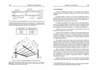 228 CÓMPUTOS Y PRESUPUESTOS
Fig. 11.6. Cielo raso armado suspendido con estructura de hierro, corte A-B y C-D.
1) Tensores de hierro redondo 0 6 mm, 0 4.2 mm o alambre N° 11; 2) Varilla maestra de
acero de alta resistencia (ver cuadro); 3) Estructura-, 4) Envarillado transversal (0 6 sep. máx
0,25 m); 5) Metal desplegado (peso > 400 g/m2
); 6) Terminación (yeso) .
Varilla maestra Separación tensor
0 6 mm Lm < 0,50 m
0 8 mm Lm < 0,60 m
0 10 mm Lm < 0,70 m
Fig. 11.7. Cielo raso armado suspendido con estructura de hierro.
1) Muro; 2) Tensores de hierro redondo 0 6 mm, 0 4,2 mm o alambre N° 11; 3) Metal des­
plegado (peso > 400 g/m2
); 4) Varilla maestra de acero de alta resistencia (ver cuadro);
5) Envarillado transversal (0 6 sep. máx 0.25 m) .
REVOQUES Y CIELOS RASOS 229
11.2.2. M e d ic ió n
Se hará la clasificación conforme con las categorías que indique la
planilla de locales. La unidad de medida será en todos los casos el metro
cuadrado.
El trabajo consiste en esencia, en una suma de superficies, cuya de­
terminación ha sido previamente indicada sobre los planos mismos (de re­
planteo), dentro del área correspondiente a cada local. Esta medición servi­
rá de base también a la de pinturas de cielos rasos.
La moldura que identifica al cielo raso con el muro forma parte del pri­
mero y se la considera incluida en la medición cuando es sencilla, pero debe
ser medida independientemente cuando es de ejecución complicada. En al­
gunos cómputos, estas mediciones figuran en un capítulo especial (yesería).
Cuando se las mida, se lo hará según su real desarrollo, ya que en tal
forma será cobrada por la mano de obra.
Los cielos rasos casetonados se miden de muy variadas maneras: por
la superficie en planta del local, por el desarrollo perimetral de los caseto­
nes (mi), por casetones, o por alguna otra forma convencional. Cuando no
se disponga de detalles del casetonado, es conveniente ajustarse solamente
a la superficie del ambiente.
En el estudio de este rubro hay que tener en cuenta que' los planos no
siempre indican en cuáles lugares se colocará cielo raso armado, ya que esta
estructura surge muchas veces de una necesidad constructiva que no ha sido
prevista en el proyecto. Aquí, el criterio y los conocimientos del operador de­
berán ubicar esa necesidad donde corresponda. Así ocurre, por ejemplo, con
los cielos rasos de placares, falsas vigas, desagües sanitarios, taparrollos1
, etc.
Deben considerarse incluidos en la medición todos los elementos de la
infraestructura metálica o de madera que forman el sostén. Hacen excep­
ción a la regla, las armaduras de cielos rasos de mucha extensión, que por
sus características puedan constituir una estructura resistente de importan­
cia, comprendida en el capítulo 8, “Estructuras de hierro”, o capítulo 9,
“Estructuras de madera”.
Digamos, finalmente, que la suma total de cielos rasos debe verificarse
con la suma total de pisos bajo techo y/o contrapisos; guardando también
1El taparrollo debería tener un largo igual al lado del local sobre el que está aplica­
do, aunque el vano abarque solamente una fracción de ese lado.
 