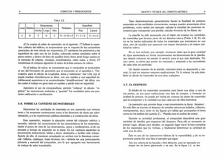 8 CÓMPUTOS Y PRESUPUESTOS
Tabla 1.2.
Local Destino
Dimensiones
Perímetro
Superficie
Ancho Largo Alto Piso Lateral
A B C D E H = (C+D) x 2 F = C x D G = H x E
d) En cuanto al orden de operación, es el siguiente: I o
) hállese la super­
ficie cubierta del edificio; es sorprendente que la mayoría de los computistas
prescindan de este cálculo tan importante; 2o
) calcúlense los perímetros y las
superficies de cada uno de los locales, colocando ambos resultados sobre el
plano mismo y dentro del área de aquéllos (estos datos serán luego usados en
el cómputo de solados, revoques, revestimientos, cielos rasos, y otros); 3o
)
comiéncese el cómputo siguiendo el orden de la lista sumaria de rubros.
En el trabajo de rutina, es conveniente que el computista se acostumbre
al uso del formulario de geometría que se encuentra en el apéndice I, “For­
mularios para el cálculo de longitudes, áreas y volúmenes” (ver CD); con él
puede resolver cómodamente su labor, con una rapidez y una seguridad de­
cididamente superiores a las acostumbradas “simplificaciones” del oficio, con
las cuales el trabajo no gana nada en rapidez y pierde todo en seguridad.
Asimismo el uso de computadoras, permite “ordenar” el cálculo, “re­
gistrar” las operaciones realizadas y “guardar” los resultados para una pos­
terior ratificación o rectificación.
1.6. SOBRE LA CANTIDAD DE MATERIALES
Determinar las cantidades de materiales es una operación que interesa
tanto a las empresas constructoras como a los directores de obras por admi­
nistración, y a las reparticiones públicas afectadas a la construcción de obras.
Esta operación, requiere la ejecución previa del cómputo métrico y
necesita, además del conocimiento de las características de los materiales,
desde el punto de vista de sus dimensiones, pesos y rendimientos, el de sus
envases y formas de expendio en la plaza. En los capítulos siguientes se
encontrarán indicaciones, tablas y datos, destinados a facilitar este trabajo.
Aparte de ello, el mantener actualizado un archivo con la literatura comer­
cial -folletos, catálogos, hojas técnicas, etc.- debería ser una preocupación
primaria y esencial del computista, con lo que agregaría una herramienta
de trabajo de valor insustituible.
OBJETO Y TÉCNICA DEL CÓMPUTO MÉTRICO 9
Tales determinaciones generalmente tienen la finalidad de comprar
materiales en las cantidades convenientes, aunque pueden presentarse otros
problemas, como serían por ejemplo: calcular la cantidad de camiones ne­
cesarios para transportar una partida, calcular el monto de los fletes, etc.
La planilla ha sido preparada con el objeto de totalizar las cantidades
de materiales que forman parte de los distintos rubros (Tabla 1.3). En ella
no se ha hecho indicación de todos los materiales que intervienen en una
obra, sino de aquellos que aparecen con mayor frecuencia y en mayor can­
tidad de rubros.
No se han incluido, por ejemplo, mosaicos, dado que la gran cantidad
de tipos aumentaría en forma inconveniente las dimensiones de la planilla,
que dejaría entonces de prestar el servicio para el que está destinada. Por
otra parte, es obvio que puede ser mejorada y adaptada a las necesidades
de cada obra en particular.
Un rápido examen de la planilla, orientará sobre su disposición y ma­
nejo, lo que no requiere mayores explicaciones. En la misma, ha sido deta­
llado el cálculo de materiales de una obra cualquiera.
1.7. EL DESPIEZO
El detalle de los materiales necesarios para hacer una obra, o una de
sus partes, ya sea para confeccionar una lista de compra, o formular un
análisis de precios, no puede ser hecha sin conocer las clases de materiales
que la componen y la cantidad con que cada uno de ellos interviene.
La operación que permite llegar a ese conocimiento se llama despiezo’ .
En este libro se muestra el despiezo de variadas estructuras (solados, cubiertas,
maniposterías, etc.), tanto en las figuras y/o tablas que acompañan el texto
como en los análisis del capítulo 21, “Planilla para el análisis de costos".
Durante su actividad profesional, el computista descubrirá una gran
cantidad de detalles que requieren del despiezo. Para ello es necesario en
primer lugar, dibujar esos detalles, en segundo lugar hacer la lista completa
de los materiales que los forman, y finalmente determinar la cantidad de
cada uno de ellos.
Esta es una de las operaciones básicas de la especialidad, y de su im­
portancia puede dar una idea el ejemplo que sigue:
Sea una cubierta de las llamadas a libre dilatación, para ser ejecutada con
chapas lisa de hierro galvanizado o de zinc. En la figura 1.1. se dan
 
