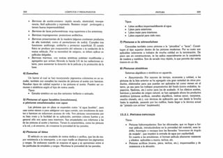 268 CÓMPUTOS Y PRESUPUESTOS
• Barnices de aceite-uretano: rápido secado, elasticidad, transpa­
rencia, fácil aplicación y repintado. Resisten mojad prolongado y
tienen buena impermeabilidad.
• Barnices de lacas poliuretánicas: muy superiores a los anteriores.
• Barnices impregnantes: protectores antibichos.
• Barnices preservantes de la madera (algunos contienen productos
de alta toxicidad, como el pentacloruro de sodio). Cumplen tres
funciones: antihongo, antibicho y protector superficial. El curado
físico se produce por evaporación del solvente v la oxidación de la
resina vehículo. Por su necesidad de oxígeno, se deben aplicar en
películas delgadas.
• Barnices marinos, con resinas sintéticas poliéster modificadas y
agregados que actúan filtrando la banda UV de las radiaciones so­
lares, para aumentar la duración de la película y la protección de la
base.
4) Esm altes
Un barniz al cual se han incorporado pigmentos cubrientes es un es­
malte; también son esmaltes las mezclas de pinturas al aceite con barnices.
Resultan tipos de calidad superior a las pinturas al aceite. Pueden ser co­
munes o sintéticos según el tipo de resina usada.
Tipos:
• Esmalte sintético en sus dos variantes: brillante o satinado.
5) P inturas a l agua lavables (emulsiones),
o p in tu ra s em ulsionadas con agua
Las pinturas que en plaza se expenden como “al agua lavables”, para
usar como vienen o para adelgazar con agua común, son emulsiones de acei­
tes o barnices en soluciones acuosas de cola. .Son pinturas convenientes por
su bajo costo y la facilidad de su aplicación; permiten colores fuertes y en
general sólo son aptas para interiores. Sus propiedades son inferiores a las
de las pinturas al aceite y barnices. Tienen la característica, como las pinturas
a la cal, y al cemento, de conservar la porosidad de las paredes.
6) P inturas a l látex
El vehículo es una emulsión de resina vinílica o acrílica, que les da ma­
yor resistencia a la intemperie, y en cuyo medio se dispersan los pigmentos
y cargas. Se endurece cuando se evapora el agua y se aproximan entre sí
las partículas de emulsión y cargas. Mantiene la porosidad de las paredes.
PINTURA 269
Tipos:
• Látex acrílico impermeabilizante al agua.
• Látex para exteriores.
• Látex mate para interiores.
• Látex especial para cielo raso.
7) P inturas a la nitrocelulosa
Conocidas también como pinturas a la “piroxilina” o “lacas”. Consti­
tuyen el tipo superior dentro de las pinturas modernas. Por su costo son
aplicables solamente a trabajos de mucha calidad en la terminación. De
poco uso en construcciones, se las aplica especialmente en la carpintería
de madera y metálica. Son de secado muy rápido, lo que permite dar varias
manos en un día.
5) P inturas sintéticas
Sistemas alquídicos o sintéticos en aguarrás.
• Resumiendo: Por razones de tiempo, economía y calidad, a las
pinturas de la lista anterior se ha agregado una gran variedad de otros pro­
ductos, elaborados para que puedan ser aplicados tal como vienen en el
tarro, ya sea para los trabajos preparatorios del fondo (como enduidos, ta-
paporos, fijadores, etc.) como para los de acabado. A los clásicos aceites,
barnices y esmaltes de origen natural, se han agregado ahora los productos
sintéticos (pinturas acrílicas, esmaltes alquídicos, resinas epoxi, neoprene,
caucho clorado, etc.), con técnicas de aplicación que van desde la brocha
hasta la espátula, pasando por los rodillos, hasta llegar a la técnica actual
de “pintado con airless" (sopleteado).
15.2.1.P in t u r a s e sp e c ia le s
Tipos:
• Pinturas hidrorrepelentes: Son las siliconadas, que no llegan a for­
mar película, introduciéndose en la porosidad del material, sean la­
drillo, hormigón o revoque (son las llamadas “inversoras de ángulo
de mojado”, que impiden la entrada de agua por capilaridad).
En cuanto a las emulsiones, sí forman película altamente resistente
y elástica aplicables a muros, techos, etc.
• Pinturas acrílicas (muros, pisos, techos, etc.), impermeables y de
resistencia a la abrasión.
 