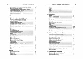 18 CÓMPUTOS Y PRESUPUESTOS
Aislación hidrófuga, termo-acústica no incluida en los anteriores ..........
Bajo mosaicos en locales sanitarios ........... .......................................
Otros contrapisos de relleno (térmicos o acústicos), flotantes........ .......
Doble contrapiso en sótano por subpresión.........................................
Alisado de cemento bajo pisos plásticos ..............................................
Para pendiente en fondo de tanques....................................................
Banquinas interiores de placares .....................................................
Banquinas (mesadas, cordones, bordes) ..............................................
11. Pisos
Piso falso (técnicos elevados) ............................................................... m¿
De mosaicos graníticos pulidos en fábrica ...........................................
De mosaicos graníticos pulidos a piedra fina en obra...........................
De mosaicos graníticos lustrados a plomo en obra ..............................
(en todos los casos detallar tipos y medidas)
De mosaicos calcáreos ........................................................................
De mosaicos calcáreos para vereda .....................................................
De baldosas cerámicas (ordinarias, gres, etc.) ......................................
De baldosas asfálticas, vinílicas, goma, plásticas, linóleo, etc.................
De cemento alisado o rodillado ...........................................................
De cemento alisado con limaduras metálicas .......................................
Pisos alisados de H' antideslizantes c/ fibras propileno.........................
Piso de poliuretano -cemento..............................................................
De terrazzo .......................................................................................
De porcellanato ..................................................................................
De parquet (detallar si cabe) ................................................................
Entablonados, entarugados, especiales................................................
Piso laminado de alta resistencia..........................................................
Moquetas ............................................................................................
De vidrio armado................................................................................
De mármol, laja, pórfido, granito, etc. . ............................................
Solados (bloques hormigón articulado, intertrabados) ....;....................
Metálicos industriales ..........................................................................
Baldosones de vereda..........................................................................
Baldosones de piedra lavada................................................................
Pavimentos de hormigón, asfálticos .....................................................
Pintados continuos sintéticos (acrílicos)................................................
Ladrillos comunes ...............................................................................
Bloques para césped ......................................... :................................
Estampados (impresos de H . coloreados in sifu)..................................
Placas compactadas para pisos ...........................................................
Piso flotante melamínico......................................................................
Rebaje de cordones para garajes .........................................................
Pisos industriales cerámicos gresificados .............................................
Endurecedores......................................................................................
Otros...................................................................................................
12. Zócalos
De madera (detallar, si cabe) ............................................................... m
Contrazócalos ....................................................................................
Granítico recto ...................................................................................
Granítico sanitario ..............................................................................
OBJETO Y TÉCNICA DEL CÓMPUTO MÉTRICO 19
Calcáreo ..............................
Cerámico............................
Alisado ................................
De lajas................................
Otros....................................
Colocación tacos para amure
13. Revestimientos
Molduras............................................................................................ m
Granito en fachadas e interiores........... ............................................. m/m2
Mármol en fachadas e interiores..........................................................
Azulejos cerámicos, plásticos o de vidrio .............................................
Chapitas graníticas..............................................................................
Forros de madera ...............................................................................
Plaqueados de laminados plásticos, aluminio, cementicio.....................
Concreto alisado.................................................................................
Mosaico veneciano (de vidrio o cerámico)............................................
Tejuela de ladrillo................................................................................
Lajas ..................................................................................................
Porcellanato .......................................................................................
Artefactos de embutir......................................................................... Unidad
Cornisas, cuartas cañas, piezas de acordamiento, etc............................ Unid./m
Telas vinílicas y similares (entelados) ................................................... * m2
De chapas metálicas (aluminio, acero inoxidable, etc.).........................
Ángulos para aristas............................................................................ m
Piezas de acordamiento (buñas, aristas, etc.).........................................
14. Escaleras, umbrales, solías, antepechos, etc.
Escalones y contraescalones reconstituidos........................................... m2
Escalones y contraescalones de mármol, piedra, etc.............................
Zócalos rampantes.............................................................................. m
Revestimientos antideslizantes (arranque y llegada)..............................
Umbrales de mármol, reconstituido, etc................................................ m2
Solías (para vanos, ascensores, etc.) ................................................... m
Escalones y contraescalones de concreto alisado.................................. m2
Escalones y contraescalones de madera ..............................................
Antepechos de mármol ......................................................................
Antepechos de baldosas coloradas.......................................................
Antepechos de chapa metálica............................................................
Escaleras metálicas rectas ................................................................... Global
Escaleras metálicas caracol .................................................................
Escaleras metálicas especiales .............................................................
Escaleras madera rectas......................................................................
Escaleras madera caracol....................................................................
Escaleras revestimientos especiales (goma, plásticos, etc.)....................
Narices para escalones........................................................................
15. Conductos humeros y ventilaciones
Humeros en ladrillo refractario alta temperatura (hogares, parrillas, etc.) m
Humeros en ladrillo refractario baja temperatura ................................
Humeros en ladrillos comunes ...........................................................
 