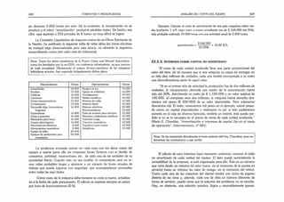 428 CÓMPUTOS Y PRESUPUESTOS
jar durante 2.000 horas por año. De lo contrario, la recuperación no se
produce y el rubro "amortización" producirá pérdidas reales. De hecho, esa
cifra -que equivale a 250 jornadas de 8 horas- es muy difícil de lograr.
La Comisión Liquidadora de mayores costos de ex-Obras Sanitarias de
la Nación, ha publicado la siguiente tabla de vidas útiles (en horas efectivas
de trabajo) (algo desactualizada para esta época; no obstante la seguimos
transcribiendo como otro valor más de referencia).
Nota: Tanto los datos estadísticos de la Power Crane and Showel Association.
como los brindados por la ex-OSN. son realmente informativos, ya que carecen
de toda actualidad. Obviamente el avance técnico-mecánico de las máquinas
hidráulicas actuales, han superado holgadamente dichos datos.
Herramientas Horas Herramientas Horas
Automóviles 10.000 [•'quipos de luz 14.000
Bombas 12.000 Equipo de soldadura 16.000
Calderas 16.000 Hormigoneras 14.000
Camiones 10.000 Moldes metálicos 10.000
Cintas transportadoras 12.000 Motores de nafta 12.000
Compresores 12.000 Motores diesel 16.000
Decauville (vías, locomotoras. Ib 000 Motores eléctricos 20.000
furgones) Motoniveladoras 10.000
Excavadoras 14.000 Palas de arrastre para tractores 12.000
Grúas y guinches 16.000 Planchas y tablestacas metálicas 10.000
Martinetes para hinca 10.000 Tractores oruga 10.000
Grupos electrógenos 10.000 Tractores neumáticos 10.000
Herramientas eléctricas 8.000 Topadoras para tractor 12.000
Herramientas neumáticas 8.000 Znnjadoras 12.000
Equipo de taller 20 000
Equipos de perforación para 20.000
conexiones
La prudencia aconseja operar en cada caso con los datos reales del
equipo a usarse (para ello las empresas llevan ficheros con el detalle de
consumos, actividad, reparaciones, etc.. de cada una de las unidades de su
propiedad física). Cuando esto no sea posible, lo conveniente será no to­
mar vidas probables largas y ajustarse a un número de horas anuales de
trabajo que pueda lograrse con seguridad, que aconsejaríamos promediar
entre todas las aquí dadas.
Como costo de la máquina debe tomarse su costo a nuevo, actualiza­
do a la fecha de cada presupuesto. El cálculo se expresa siempre en pesos
por hora de funcionamiento ($/h).
ANÁLISIS DEL COSTO DEL EQUIPO 429
Ejemplo: Calcular el costo de amortización de una pala cargadora sobre rue­
das (cucharón 1 m3
). cuyo costo a nuevo actualizado sea de $ 168.000 (sin IVA),
vida probable estimada 10.000 horas con una actividad anual de 2.000 horas.
.. .. $168.000
amortización = ------- = 16,80 $/h.
lO.OOGh
2 2 .2 .3 . In t e r e s e s s o b r e c a p it a l n o a m o r t iz a d o
"El costo de cada unidad producida lleva una parte proporcional del
valor del bien, de tal manera que si una máquina es capaz de entregar en
su vida diez millones de unidades, cada una tendrá incorporada a su costo
una diezrnillonésirna parte de aquel valor."
“Si en el primer año de actividad la producción fue de dos millones de
unidades, la recuperación obtenida por medio de la amortización habrá
sido del 20%. Admitiendo un costo de $ 1.100.000 y un valor residual de
100.000, al completar esos dos millones, la máquina habrá devuelto dos­
cientos mil pesos ($ 200.000) de su valor depreciable. Pero solamente
doscientos mil. El resto, novecientos mil pesos en el ejemplo, estará pesan­
do como un capital improductivo y realmente es así: si sólo pudiéramos
ponerlo en la caja de ahorros bancaria, rendiría un interés; éste queda per­
dido si no se lo recupera en el precio de venta de cada unidad producida.”
(Mario E. Chandías, “Amortización e intereses de capital fijo en el costo
de operación”, Informaciones, n° 481).
Nota: Se ha mantenido literalmente el texto anterior (del Inq. Chandías). para no
desvirtuar las conclusiones a que arribó.
El cálculo de esos intereses hace necesario, entonces, conocer el saldo
no amortizado de cada unidad del equipo. El dato puede suministrarlo la
contabilidad de la empresa, si está organizada para ello. Este es un número
que varía desde un máximo (el valor nuevo, en el momento de la puesta en
servicio) hasta un mínimo (su valor de rezago, en el momento del retiro).
Como cada una de las máquinas del plantel tendrá una fecha de ingreso
distinta de las otras y, además, cada una de ellas un número diferente de
horas de servicio, puede verse que la solución del problema no es sencilla.
Hay, no obstante, una solución práctica, lógica y razonablemente aproxi­
 